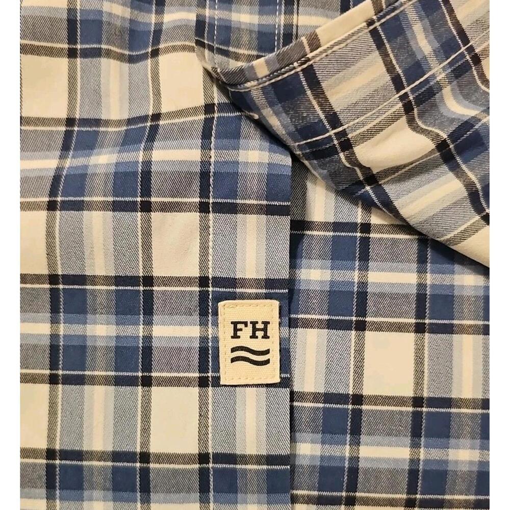 Fair Harbor Ultra Stretch Flannel Plaid Shirt Men’s Medium Blue Check NWOT - Picture 4 of 5